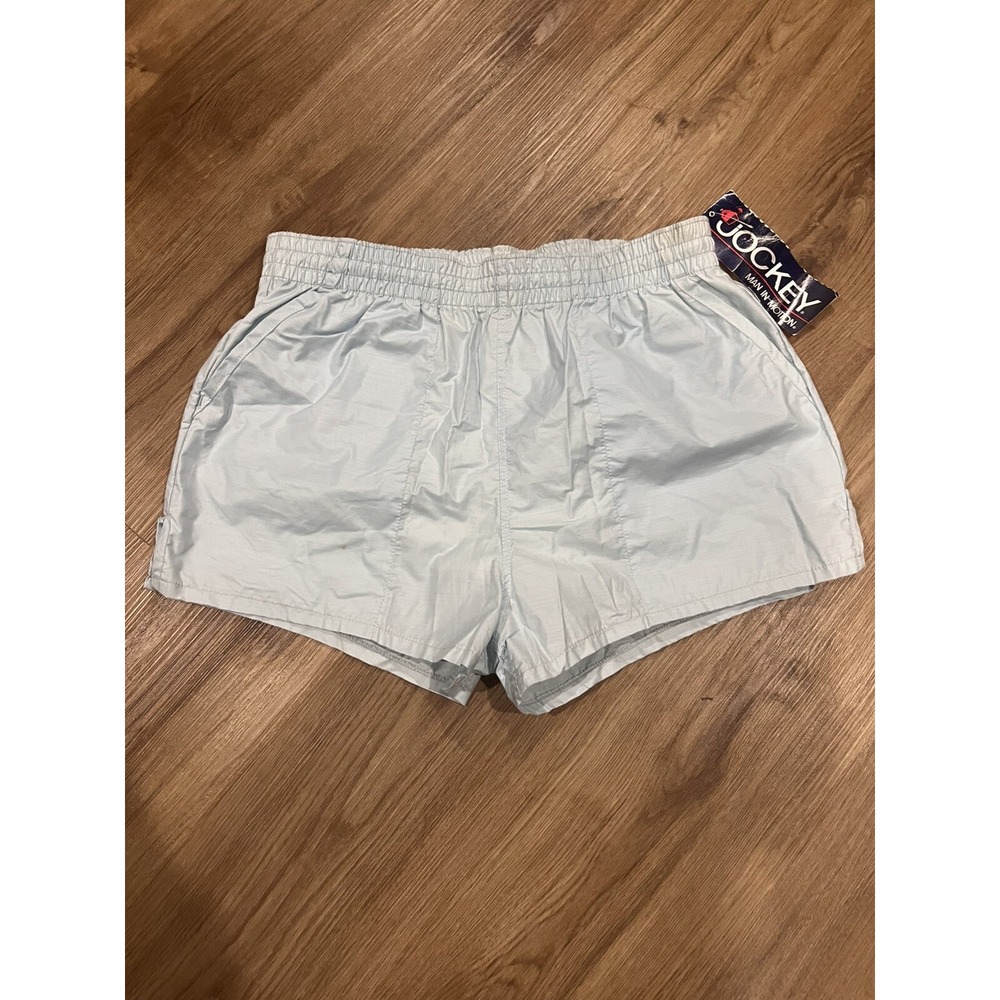 Vintage Jockey Logo Man in Motion 5854 Light Blue Swim Trunks SURFER‎ Shorts L